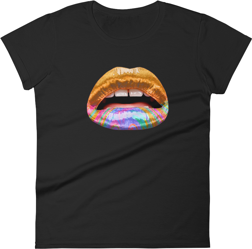 Wmn's Trippy Gold Lips - Fast Food (1000x1000), Png Download