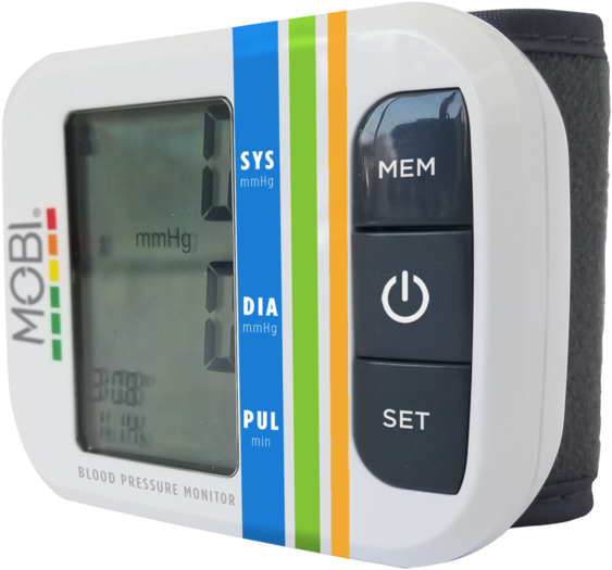 Mobi Health Wrist Blood Pressure Monitor - Digital Blood Pressure Meter (600x557), Png Download