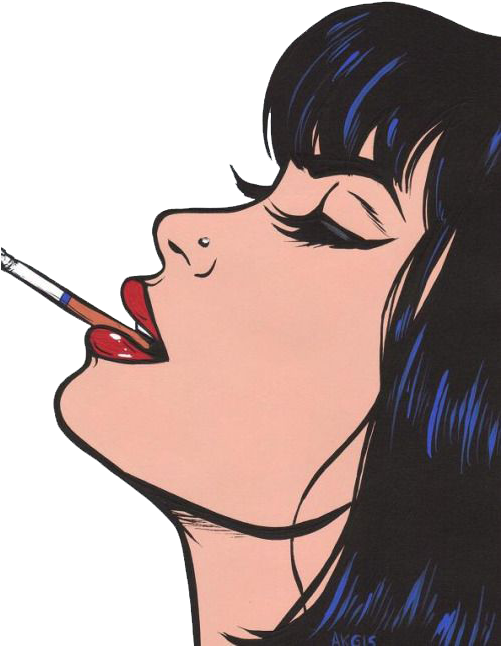Comic Girl Smoking (500x694), Png Download