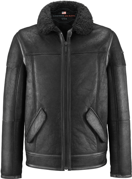 Premium Quality Flight Black Leather Jacket - Bison Leather Bomber Jacket (600x600), Png Download