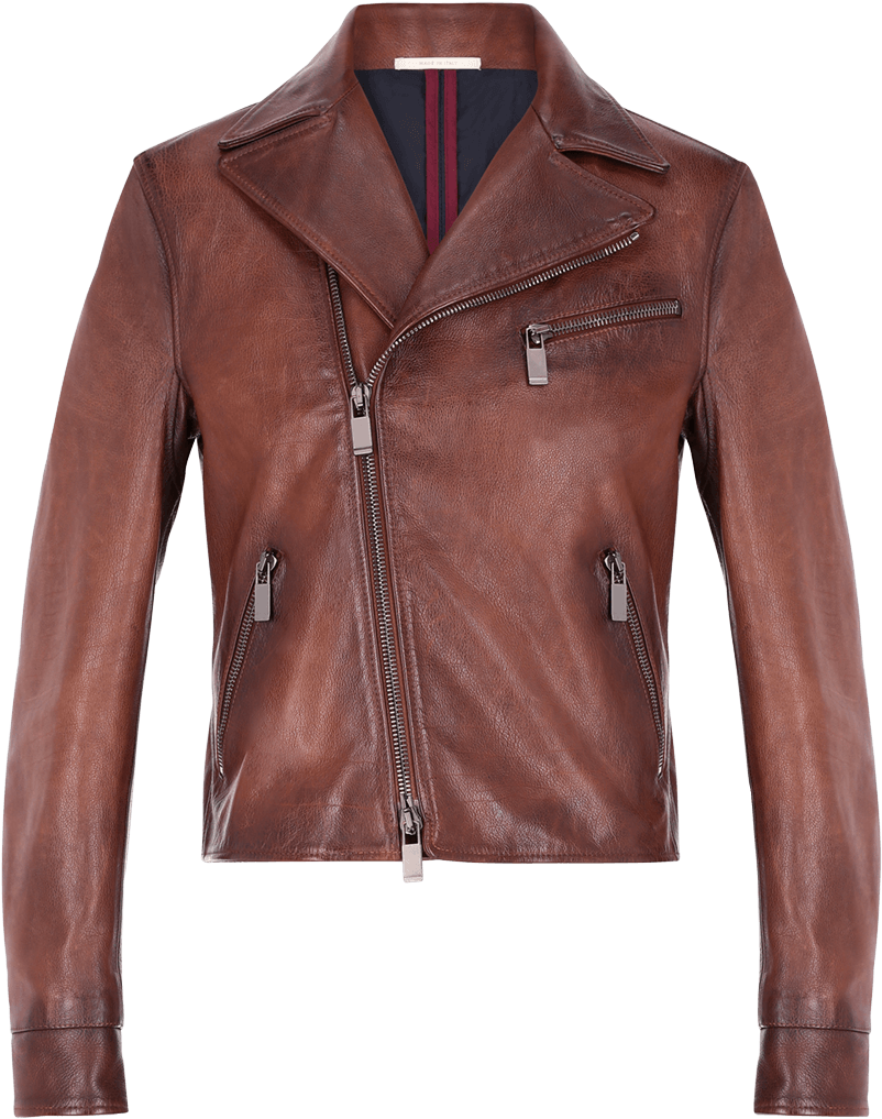 Brown Leather Biker Jacket - Jacket (960x1440), Png Download