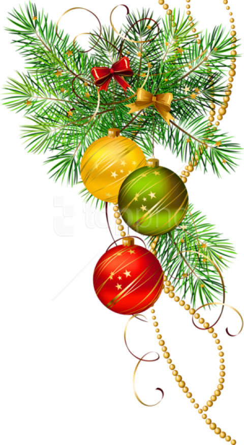 Free Png Three Christmas Balls With Pine Branch Png - Christmas Decor Vector Png (480x873), Png Download