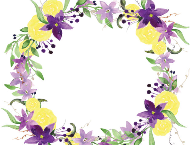 Lavender Clipart Purple Watercolor - Flowers Border Yellow Png (640x480), Png Download