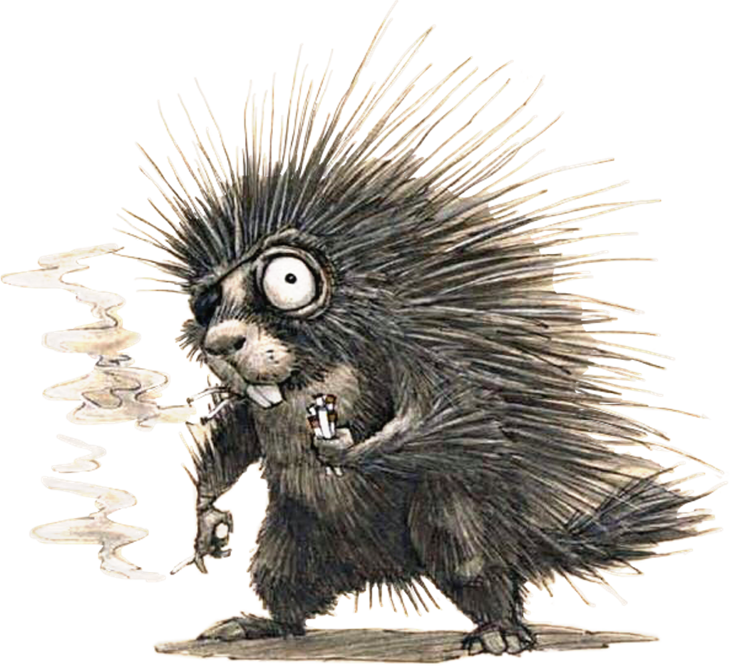 Schedgehog Sticker - Porcupine Smoking (1024x934), Png Download
