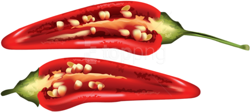 Free Png Download Half Red Chili Pepper Png Images - Chili Peppers In Half (850x377), Png Download