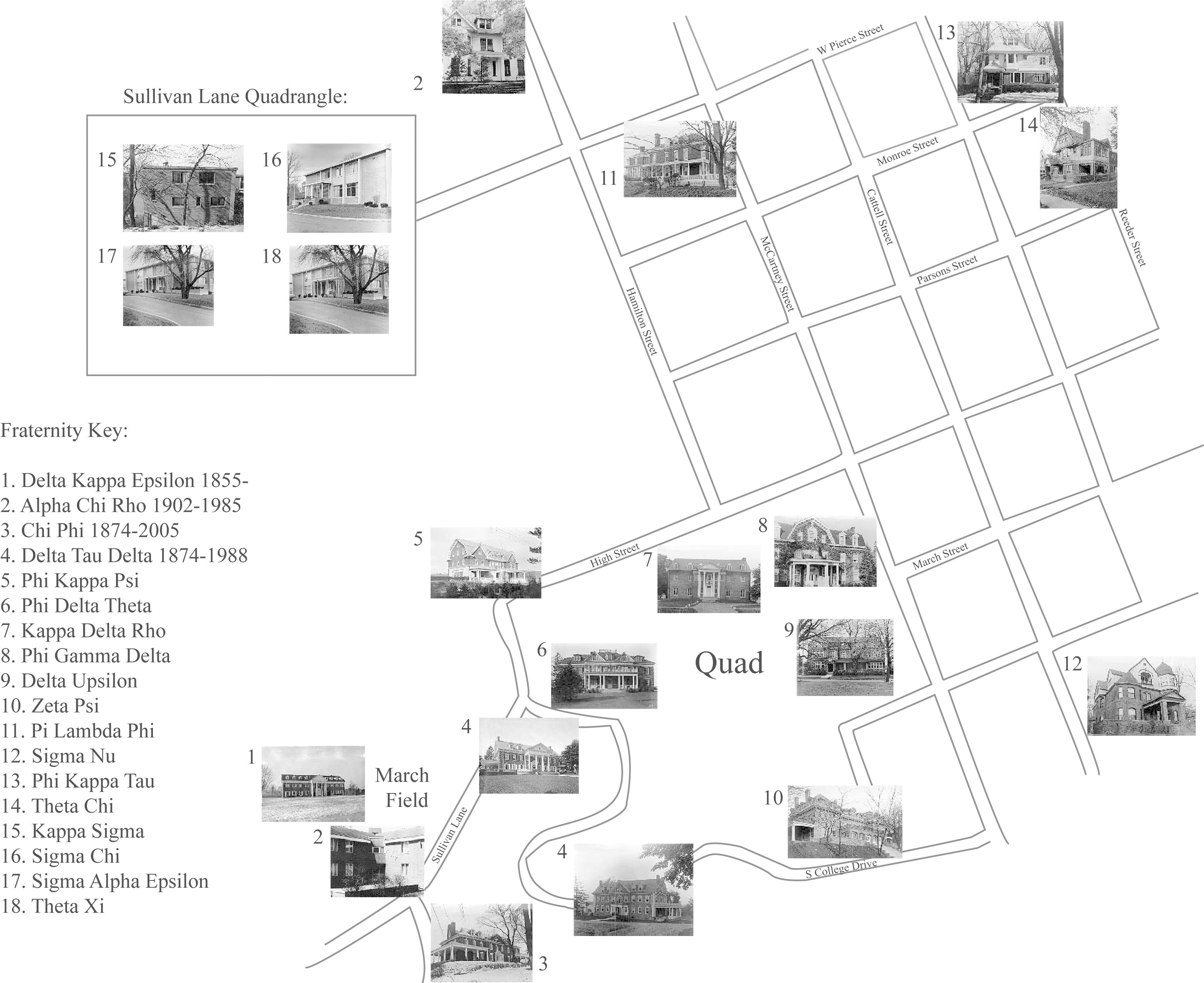 A Map Showing The Locations Of Greek Houses At Lafayette - Floor Plan (3201x2550), Png Download