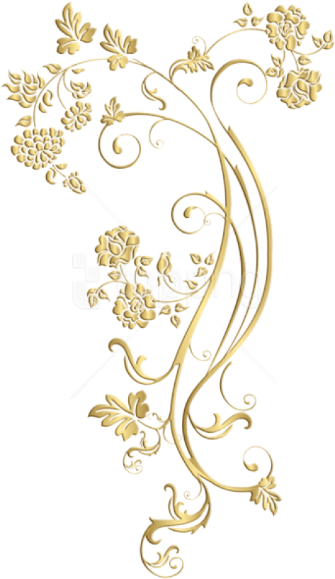 Download Gold Floral Ornament Frame Clipart Png Photo - Gold Floral Design Png (480x830), Png Download