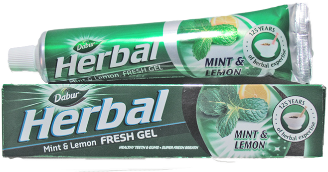Darbur Herbal Toothpaste - Dabur Toothpaste Mint And Lemon (800x406), Png Download