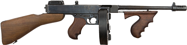 Thompson M1921 Sub Machine Gun Semi Automatic - Tommy Gun Silhouette Png (650x376), Png Download