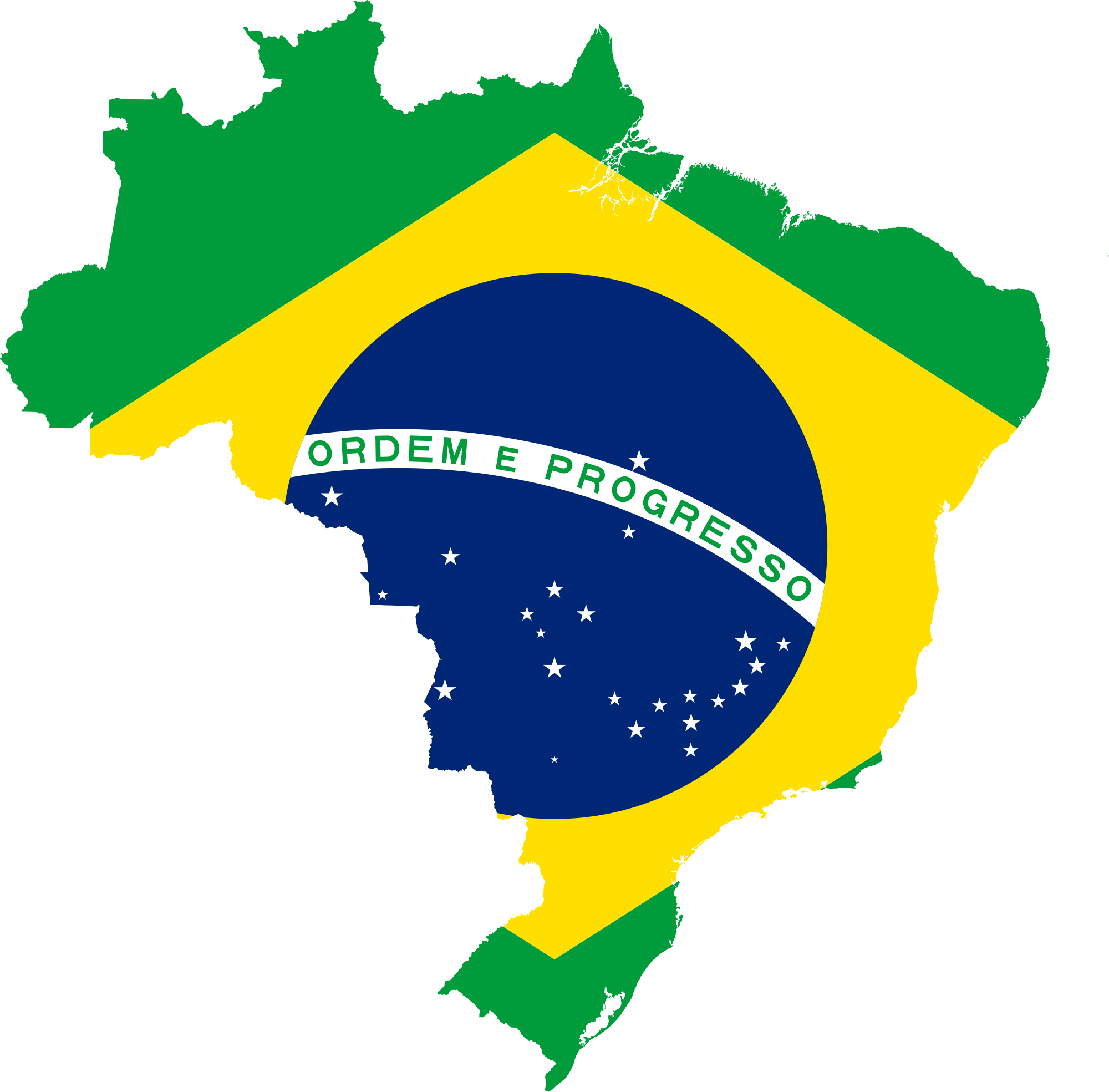 Open - Brazil Flag Map (2000x1969), Png Download