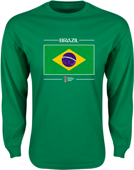 Brazil 2018 Fifa World Cup Russia™ Flag Mens Ls T-shirt - Brazil Russia 2018 T Shirts (600x600), Png Download