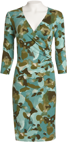 Camouflage Faux Wrap Dress - Day Dress (509x677), Png Download