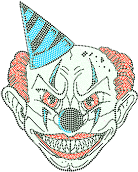 Evil Clown Face Design With Rhinestud - Mask (415x415), Png Download