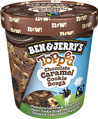 Topped Chocolate Caramel Cookie Dough Detail - Ben And Jerry's Stark Raving Hazelnut (374x479), Png Download