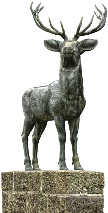 Hirsch, Sculpture, Bronze Statue, Bridge Figure, Antler - Sculpture (380x720), Png Download