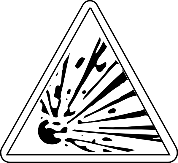 Caution - Explosive Hazard Symbol Black And White (600x548), Png Download