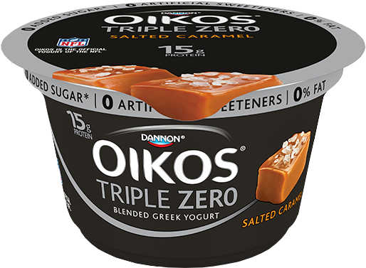 Salted Caramel Triple Zero Single Serve - Oikos Yogurt Triple Zero Caramel (513x442), Png Download