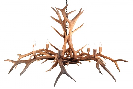 8 Light Inverted Elk Spider Antler Chandelier - Elk (540x360), Png Download