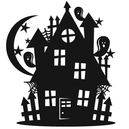 Halloween Haunted House Scrapbook Cut File Cute Clipart - Halloween Silhouettes Haunted House (432x432), Png Download
