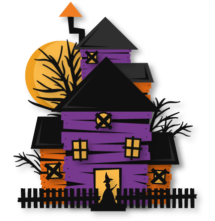Free Haunted House Silhouette Png - Cricut (432x453), Png Download
