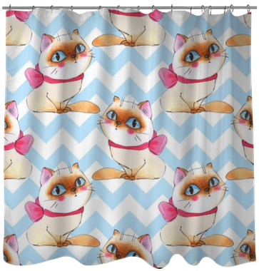 Watercolor Cartoon Cats, Seamless Pattern 7 Shower - Cartoon (400x400), Png Download