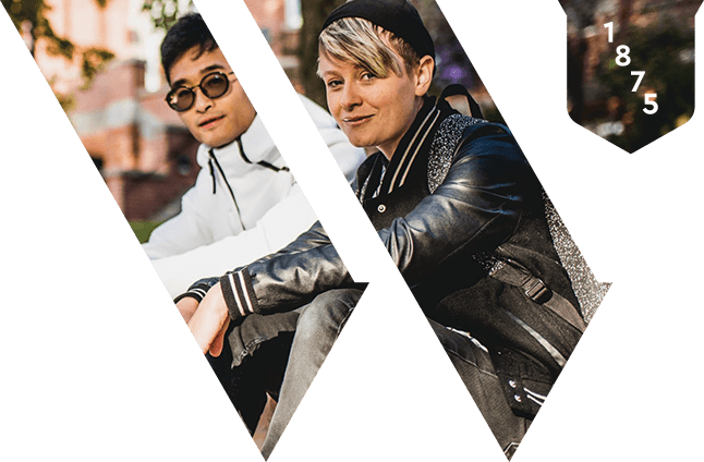 Westminster W Logo With Students In Logo - Student (646x424), Png Download