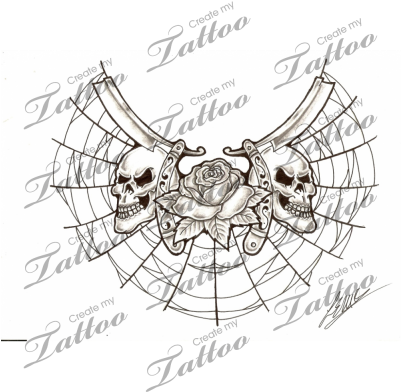 Marketplace Tattoo Skull,rose And Straight Razors - Traditional Straight Razor Tattoo Outlines (400x400), Png Download