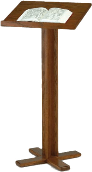Download - Cross Base Lectern, 45"h, Medium Oak Stain (300x555), Png Download