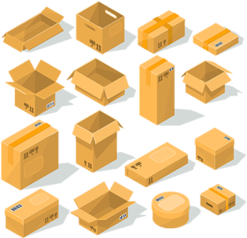 Vector Cardboard Boxes Of Various Shapes And Sizes - Cardboard Box Shapes (360x360), Png Download