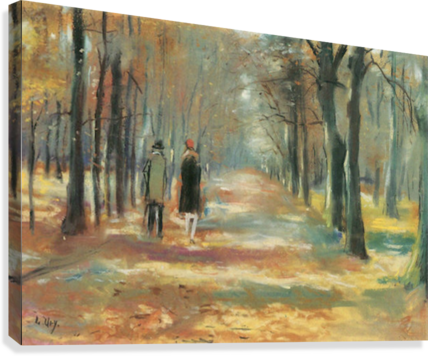 Couple Walking In The Woods By Lesser Ury Canvas Print - Poster: Leo Lesser Ury Couple Walking (428x356), Png Download