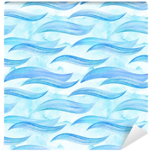 Blue Sea Waves Seamless Pattern - Watercolor Painting (400x400), Png Download