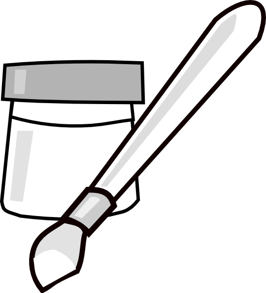 Paintbrush Clipart Black And White Png - Clipart Paint Black And White (540x594), Png Download
