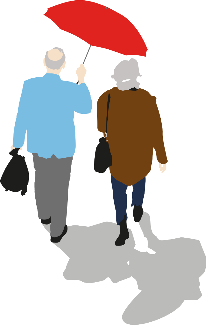 Older Couple Walking With Umbrella - Umbrella (687x1080), Png Download