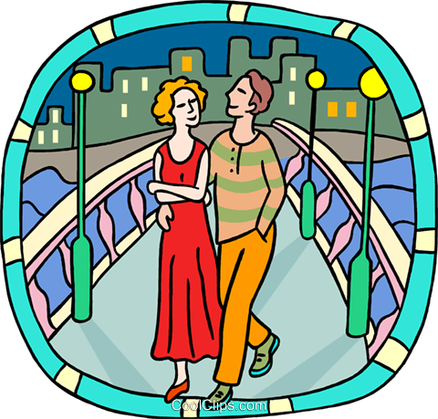 Couple Walking Over A Bridge Royalty Free Vector Clip - Futuro En Español Voy A+ Infinitivo (480x459), Png Download
