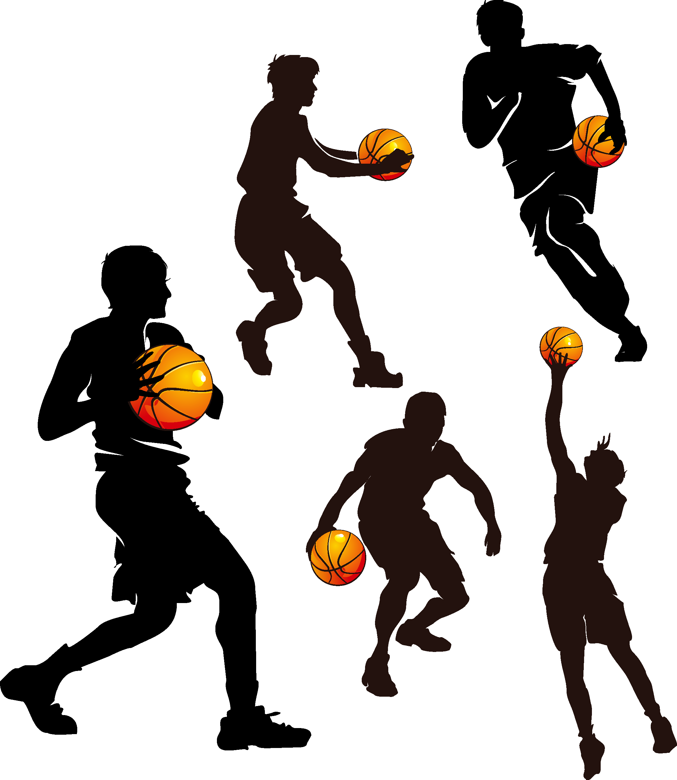 Basketball Sport Clip Art - Basketball Femme Png Silhouette (2244x2583), Png Download