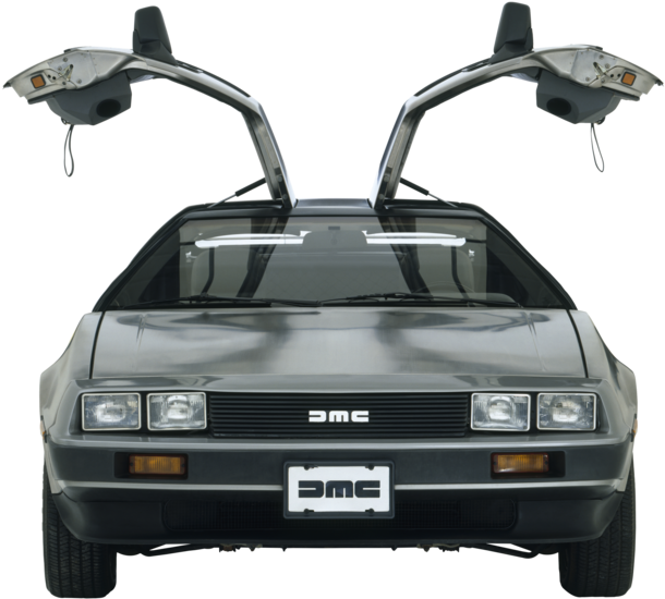 Delorean With Open Doors - Delorean Dmc 12 (668x600), Png Download