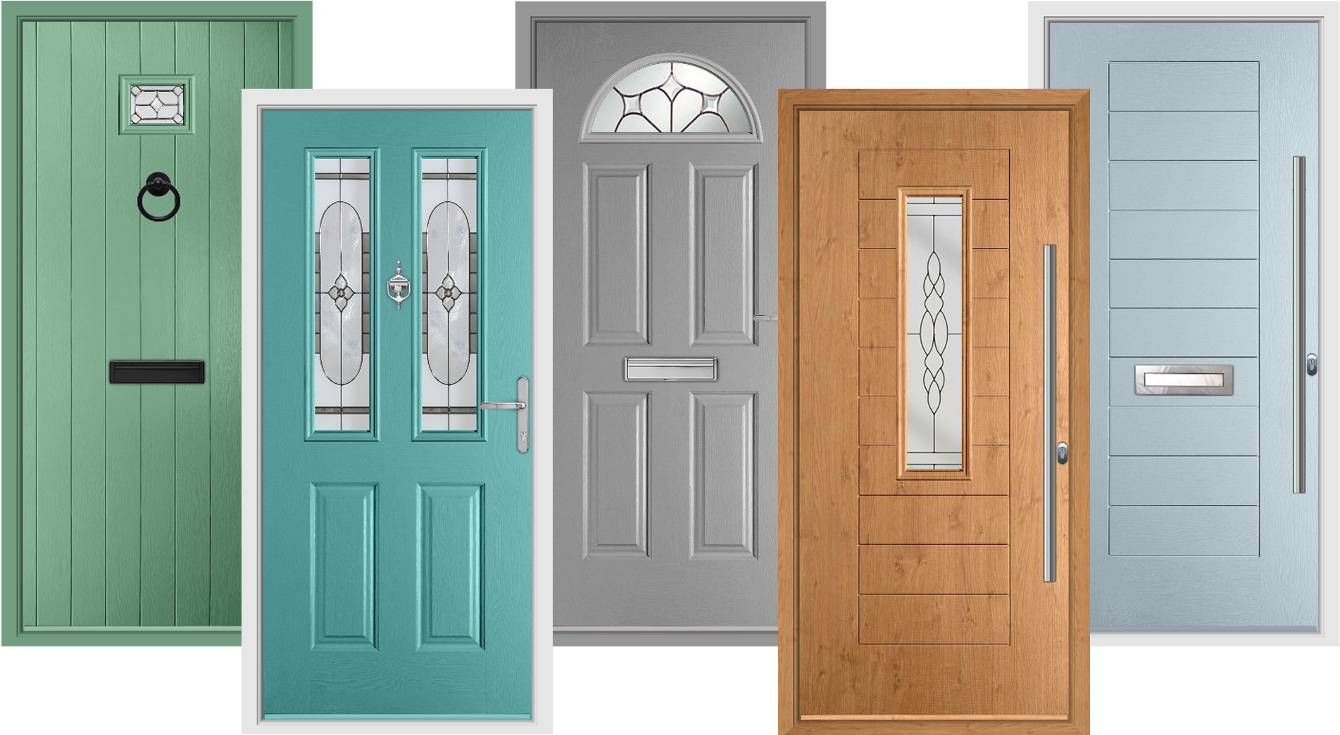 Classic Collection - Teal Composite Front Doors (1997x1132), Png Download