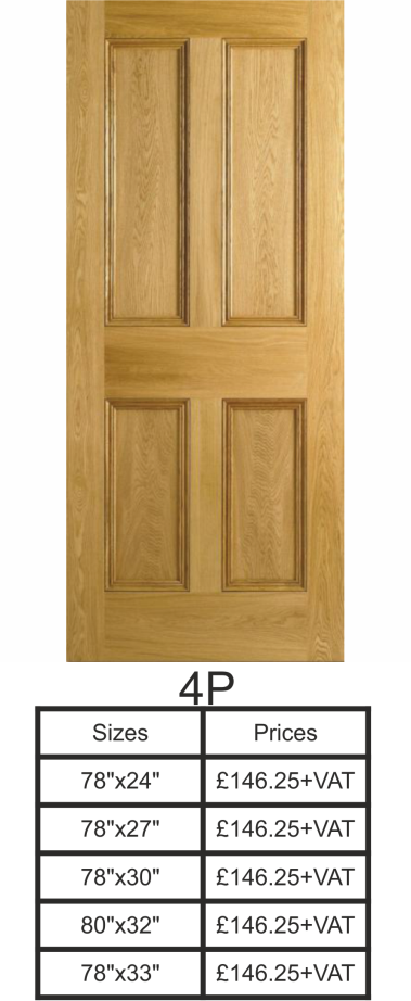 Oak-doors - Lpd Doors Internal Oak 4 Panel Flat Panel Fire Door (379x922), Png Download