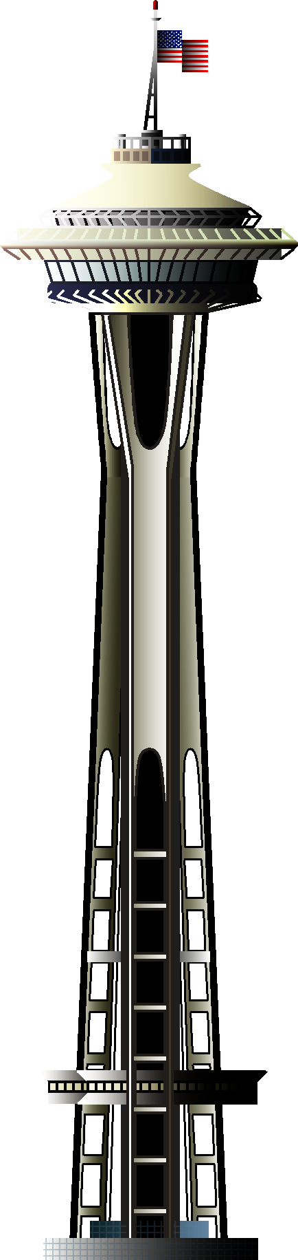 Royalty Free Library Seattle Space Needle Clipart - Space Needle Png (434x1832), Png Download