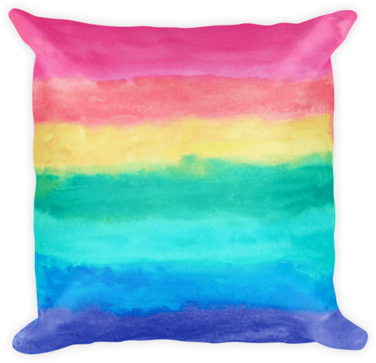 Watercolor Rainbow Square Pillow - Superhero (600x600), Png Download