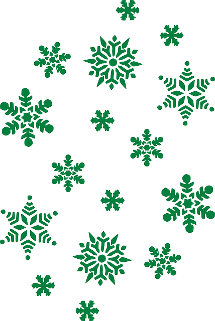 Copos De Nieve Png - Green Snowflakes Clipart (428x640), Png Download