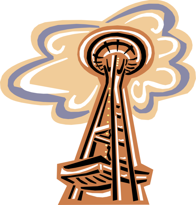 Seattle Space Needle Royalty Free Vector Clip Art Illustration (457x480), Png Download