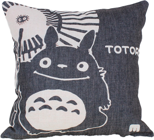 Totoro Kussen Zwart Custom Cover - 18x18'' Linen Square Pillowcase Pillow Cover - 1 Totoro (531x533), Png Download