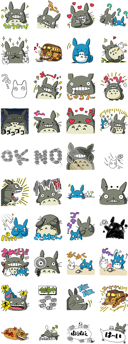 My Neighbor Totoro - Totoro Line Stickers (420x1121), Png Download