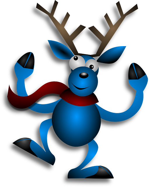 Reindeer, Dancing, Blue, Christmas, Noel, X-mas, Xmas - Merry Christmas Happy Reindeer Mug (511x640), Png Download