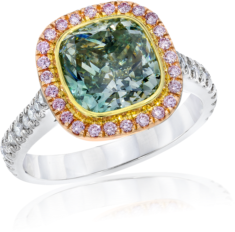 30 Cttw Bridal Ring With Natural Green Pink - Pre-engagement Ring (900x900), Png Download