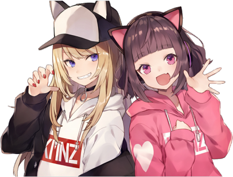 #anime #bff #animegirl #catgirl #cute #pink #black - Aesthetic Anime Neko Girl (1024x1428), Png Download