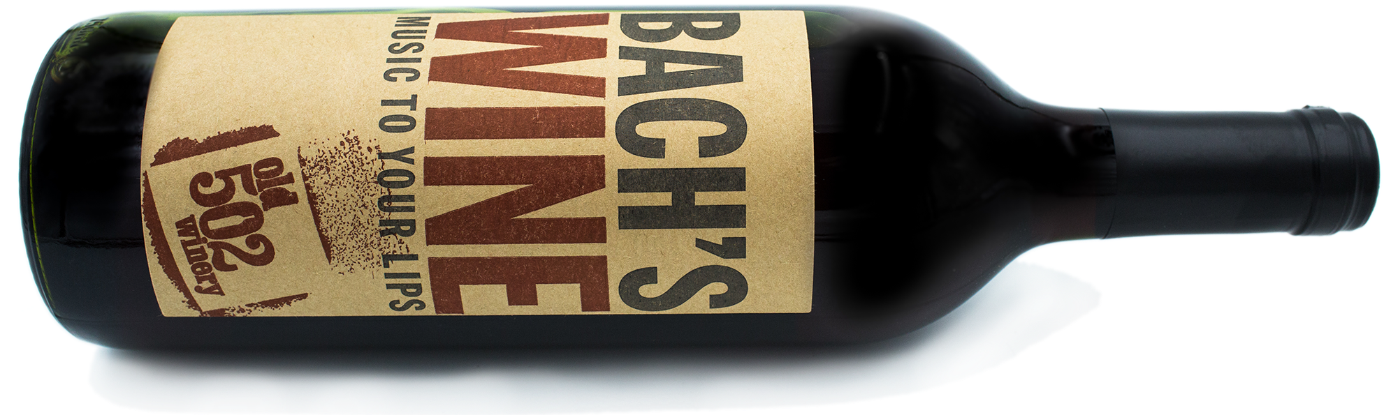 Old 502 Bachs Wine On Side - Glass Bottle (2000x731), Png Download