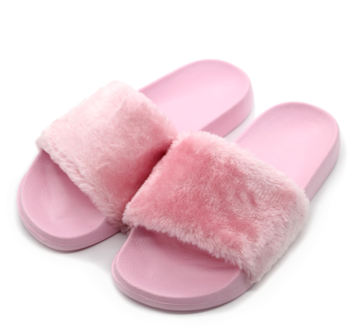 Girl Talk Faux Fur Slides - Slipper (700x700), Png Download