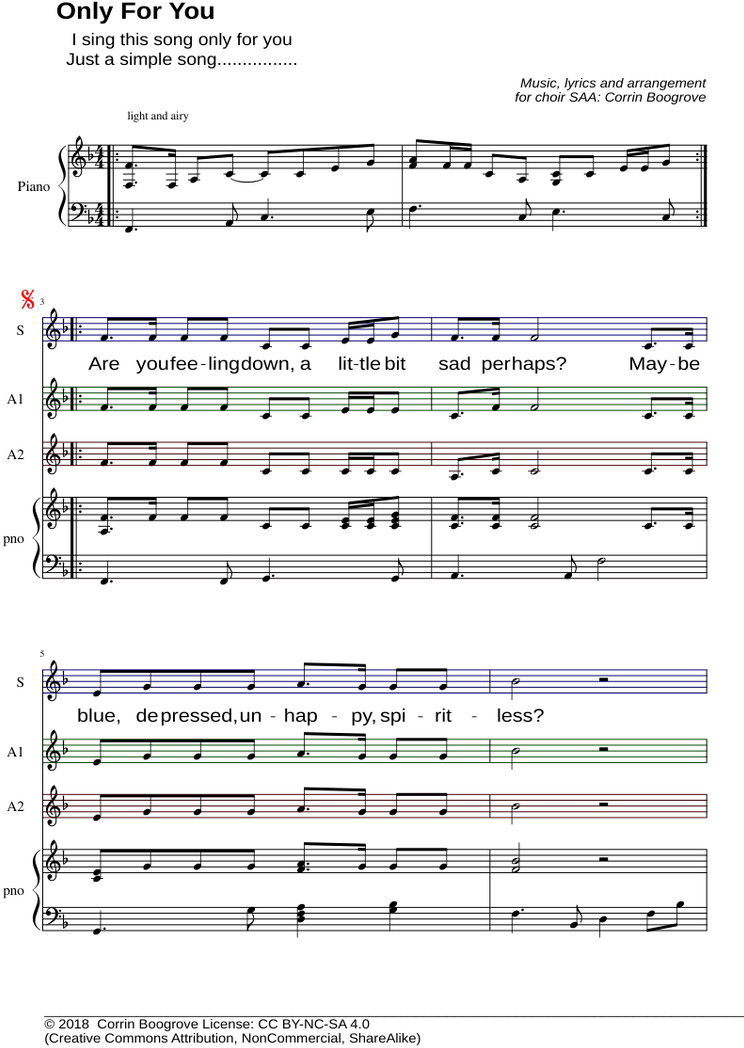 Only For You - Sheet Music (850x1100), Png Download